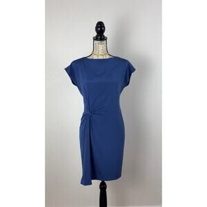 Escada Silk Sheath Dress Womens EU 34 XS Indigo Blue Quiet Luxury Classic Office